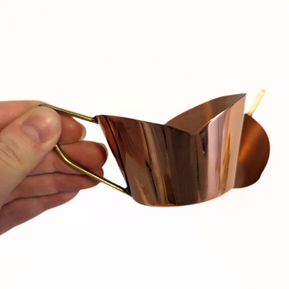 Vintage Ariosa Copper Cups w Brass Handles 2.5" Lot of 2 Retro Drinkware Kitchen - Picture 6 of 10